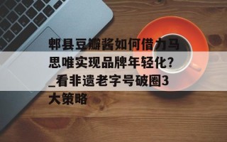 郫县豆瓣酱如何借力马思唯实现品牌年轻化？_看非遗老字号破圈3大策略