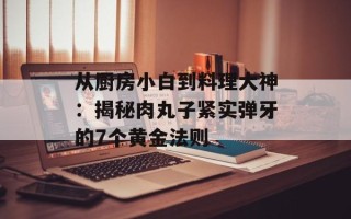 从厨房小白到料理大神：揭秘肉丸子紧实弹牙的7个黄金法则